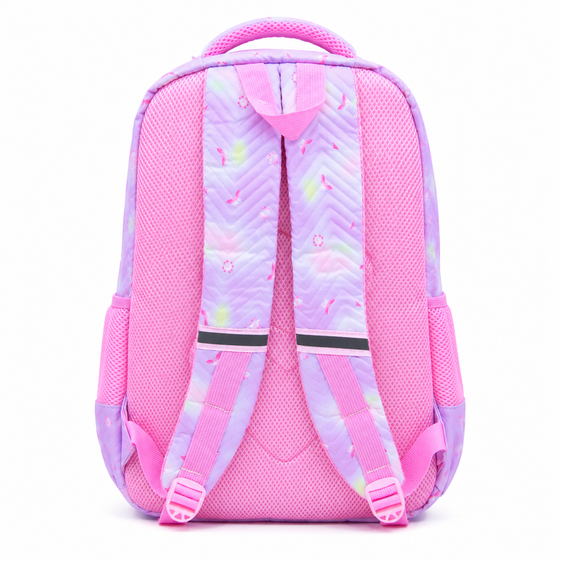 Girls School Backpack – Cute Lavender Pink Multi-Compartment Bag with Bottle Holder, Front Pockets