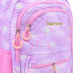 Girls School Backpack – Cute Lavender Pink Multi-Compartment Bag with Bottle Holder, Front Pockets