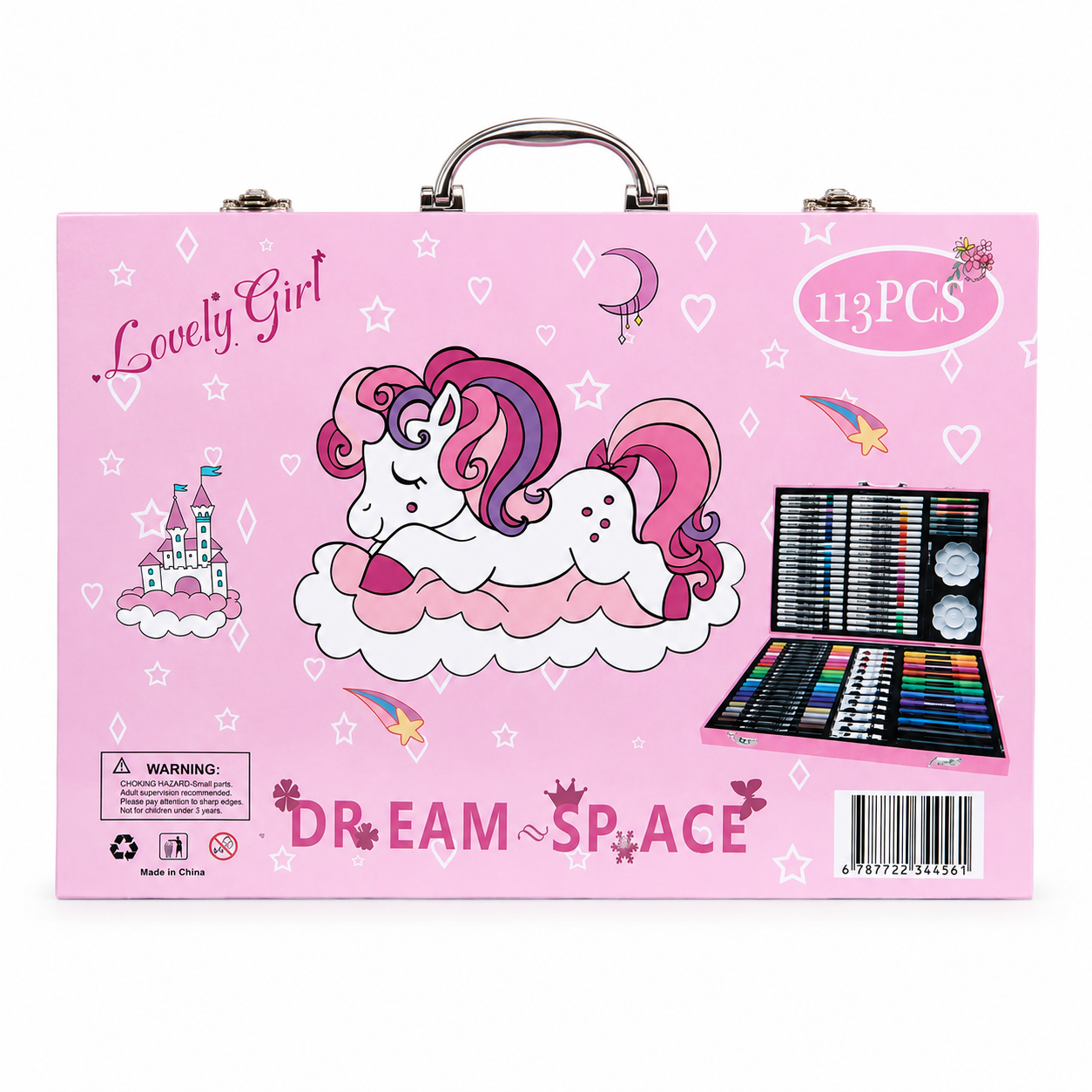 113-Piece Girls Art & Craft Set with Unicorn Carrying Case – Complete Drawing, Coloring & Painting Kit