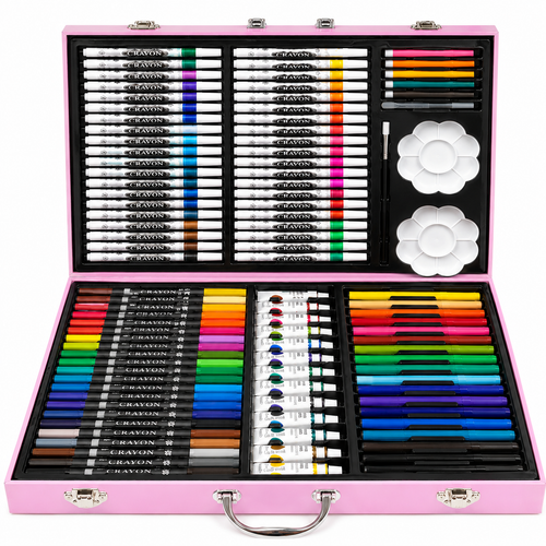 113-Piece Girls Art & Craft Set with Unicorn Carrying Case – Complete Drawing, Coloring & Painting Kit