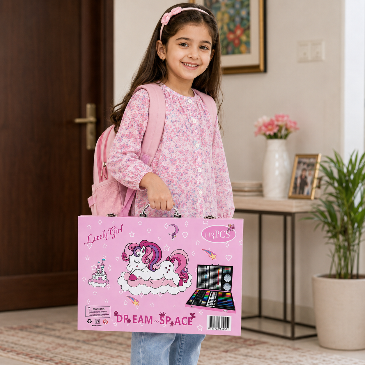 113-Piece Girls Art & Craft Set with Unicorn Carrying Case – Complete Drawing, Coloring & Painting Kit