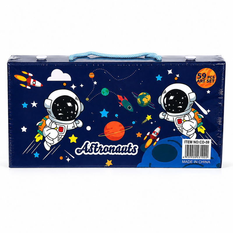 59-Piece Kids Art Set  Space-Themed Creative Drawing & Colouring Kit with Complete Art Supplies, Portable Carrying Case