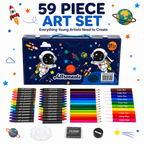 59-Piece Kids Art Set  Space-Themed Creative Drawing & Colouring Kit with Complete Art Supplies, Portable Carrying Case