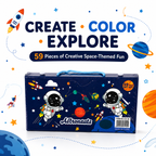 59-Piece Kids Art Set  Space-Themed Creative Drawing & Colouring Kit with Complete Art Supplies, Portable Carrying Case