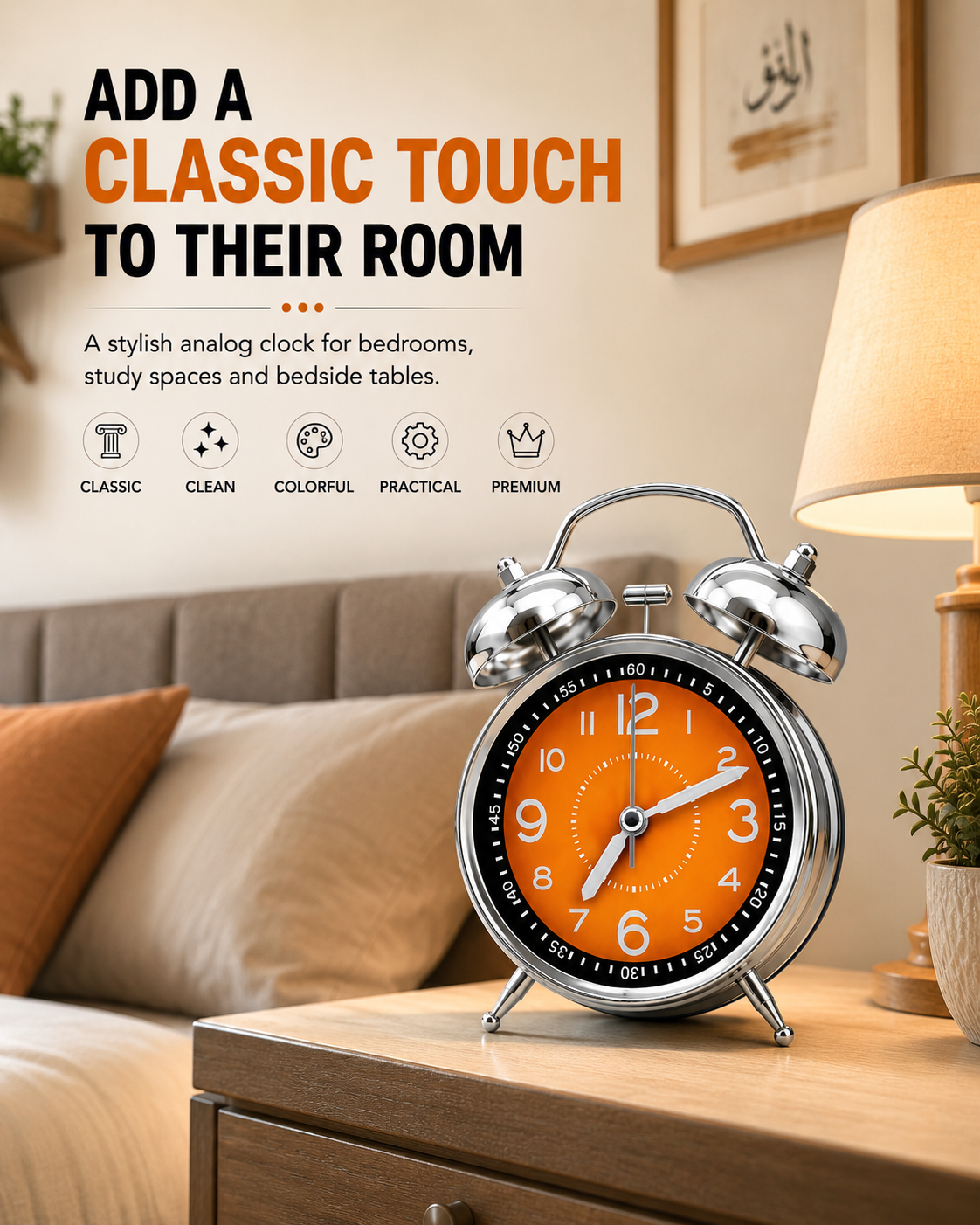 Bedside Alarm Clock – Practical Wake-Up Clock for Bedroom, Study & Daily Routines