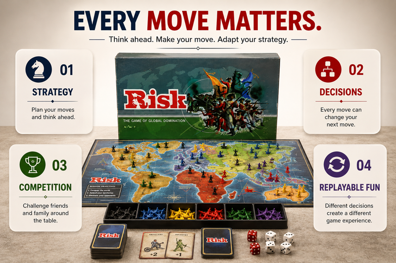 RISK BOARD GAME – Classic Strategy & World Conquest Game for Kids, Teens & Adults | Multiplayer Family Game Night