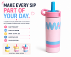 Kids Water Bottle with Straw – Cute Colorful Drinking Bottle with Easy-Grip Handle for School, Travel, Outdoor Activities & Everyday Use