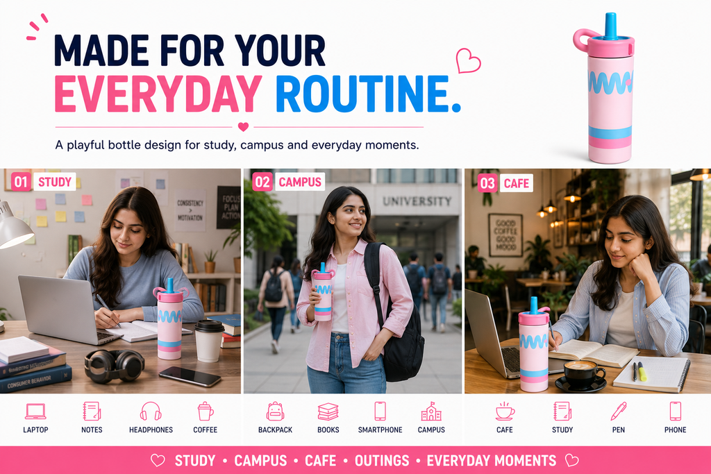 Kids Water Bottle with Straw – Cute Colorful Drinking Bottle with Easy-Grip Handle for School, Travel, Outdoor Activities & Everyday Use