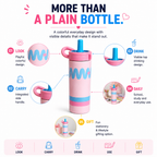 Kids Water Bottle with Straw – Cute Colorful Drinking Bottle with Easy-Grip Handle for School, Travel, Outdoor Activities & Everyday Use