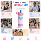 Kids Water Bottle with Straw – Cute Colorful Drinking Bottle with Easy-Grip Handle for School, Travel, Outdoor Activities & Everyday Use