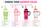 ce Cream Water Bottle for Kids – Cute Pink Drinking Bottle with Straw, Handle & Portable Design for School, Travel