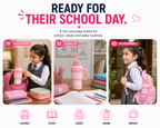 ce Cream Water Bottle for Kids – Cute Pink Drinking Bottle with Straw, Handle & Portable Design for School, Travel