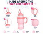 ce Cream Water Bottle for Kids – Cute Pink Drinking Bottle with Straw, Handle & Portable Design for School, Travel