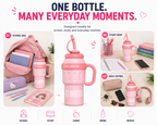 ce Cream Water Bottle for Kids – Cute Pink Drinking Bottle with Straw, Handle & Portable Design for School, Travel