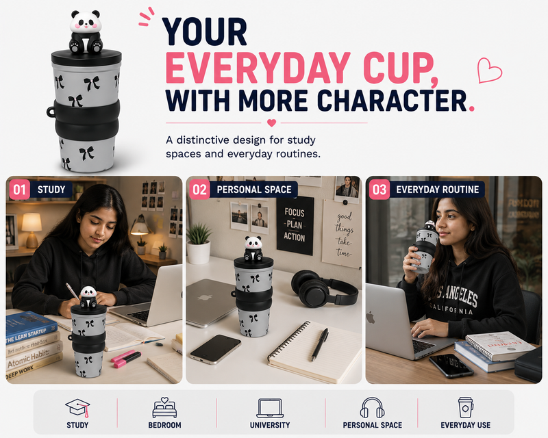 Cute Bear Kids Cup with Lid & Character Topper | Fun Drinking Cup