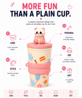 Cute Bear Kids Cup with Lid & Character Topper | Fun Drinking Cup
