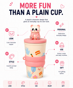 Cute Bear Kids Cup with Lid & Character Topper | Fun Drinking Cup