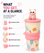 Cute Bear Kids Cup with Lid & Character Topper | Fun Drinking Cup