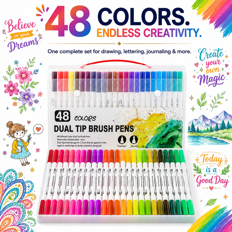 dual tip brush marker 48 colour