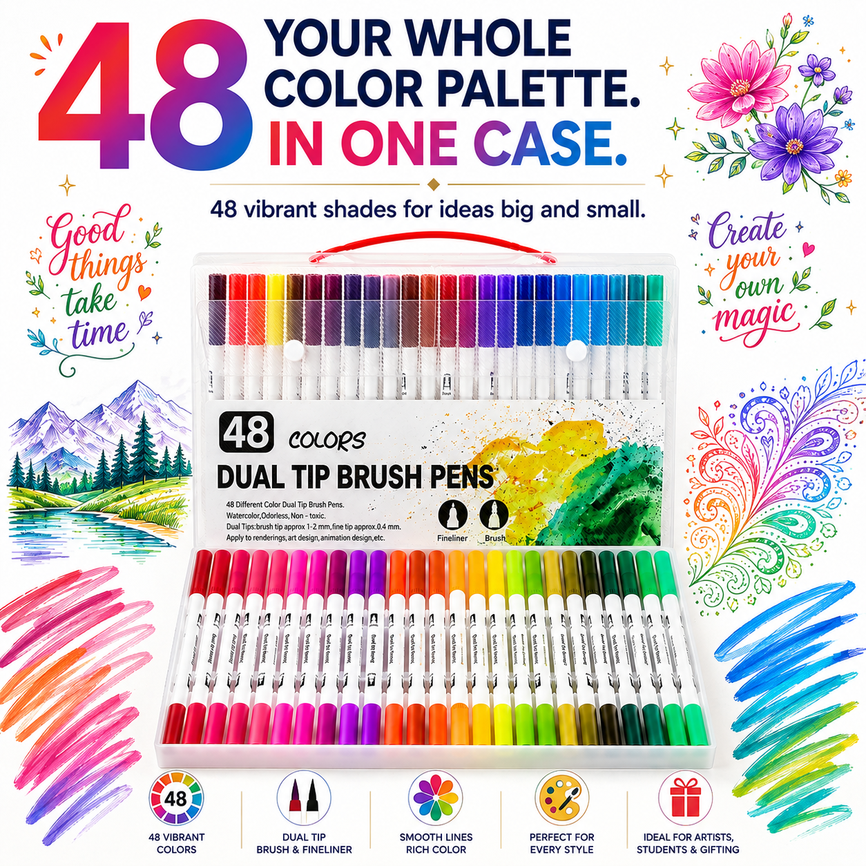 dual tip brush marker 48 colour