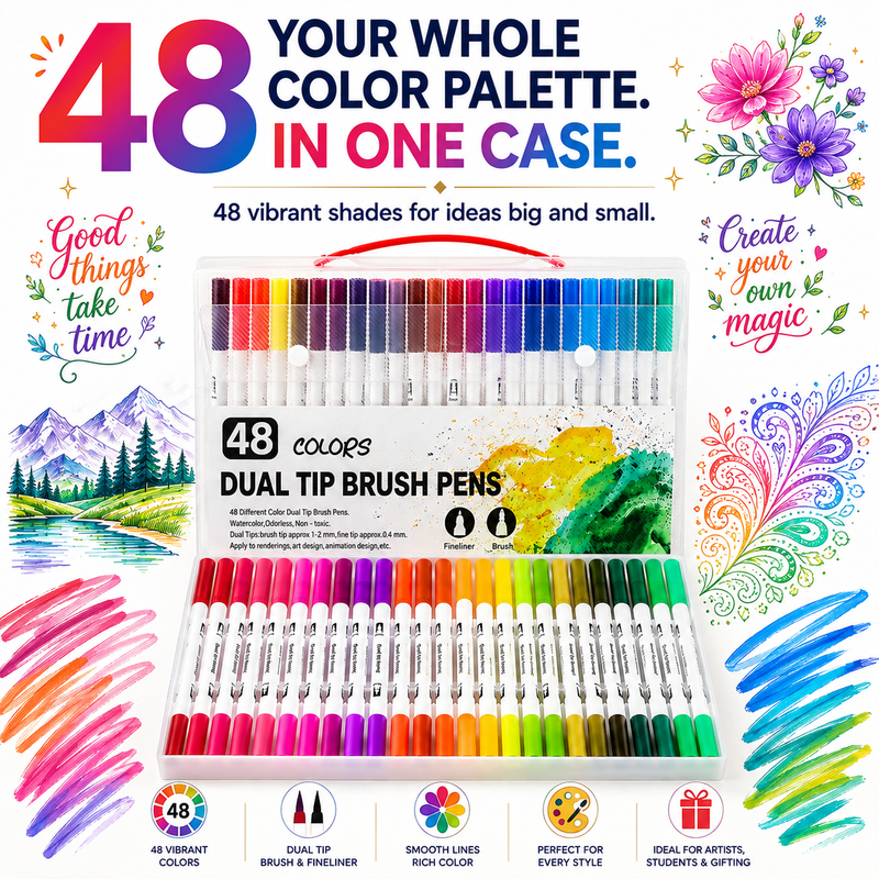 dual tip brush marker 48 colour