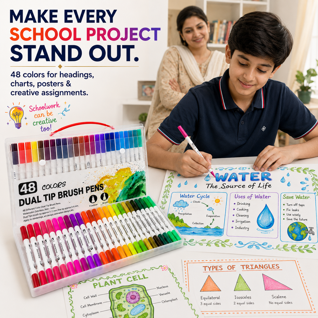 dual tip brush marker 48 colour