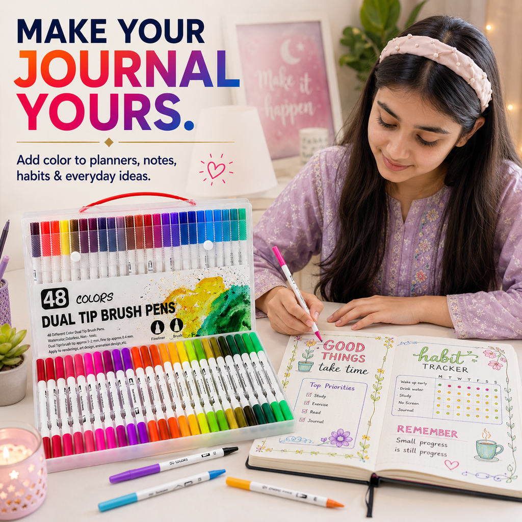 dual tip brush marker 48 colour