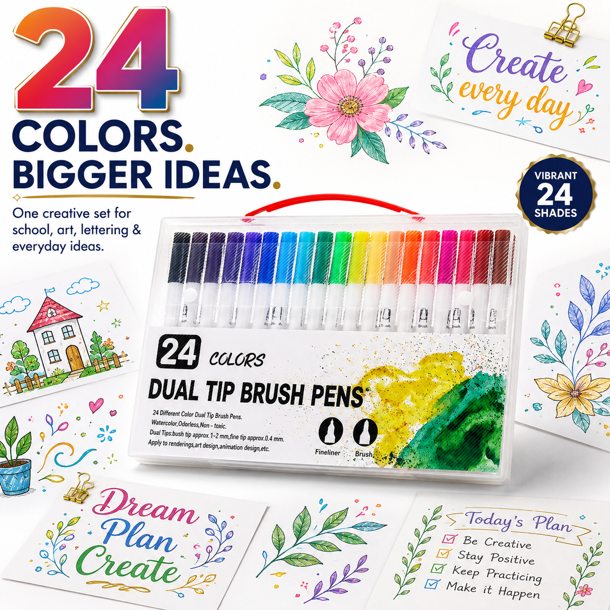 dual tip brush marker 24 colour