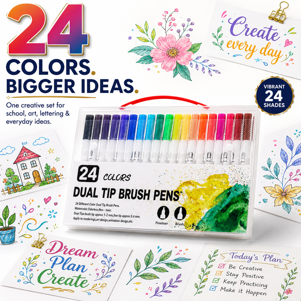 dual tip brush marker 24 colour