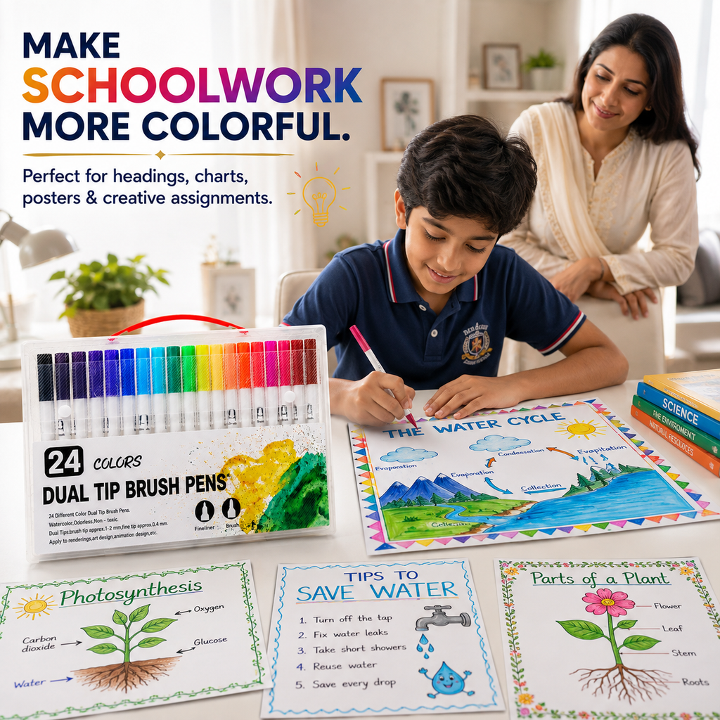 dual tip brush marker 24 colour