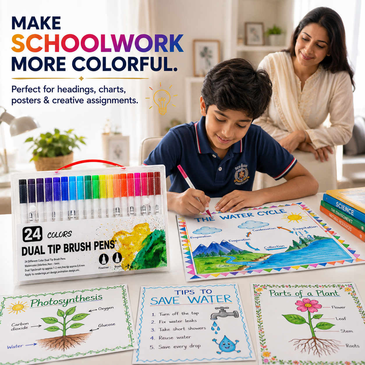 dual tip brush marker 24 colour