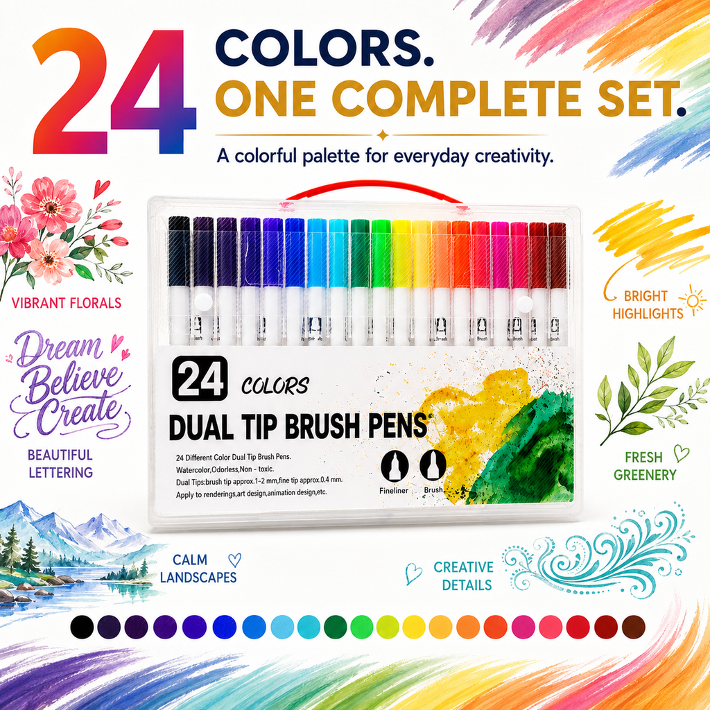 dual tip brush marker 24 colour