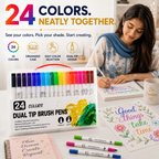 dual tip brush marker 24 colour