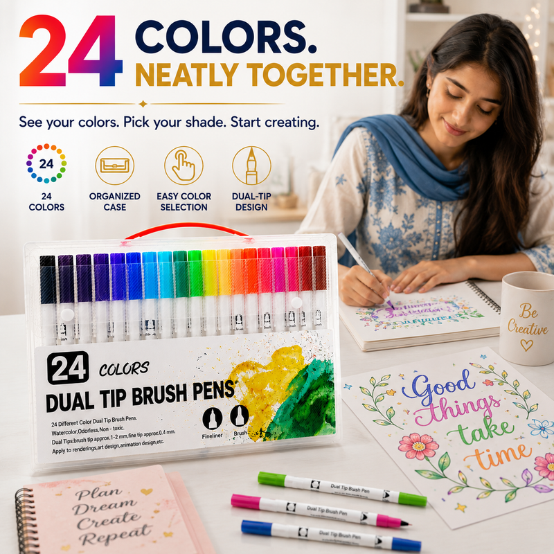 dual tip brush marker 24 colour