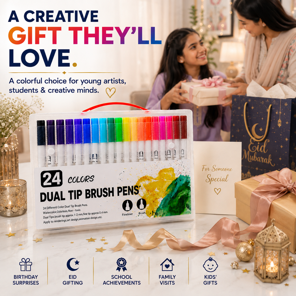 dual tip brush marker 24 colour