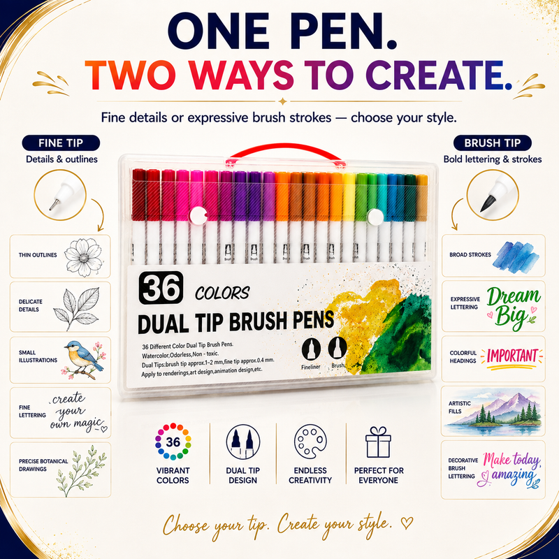 dual tip brush marker 36 marker
