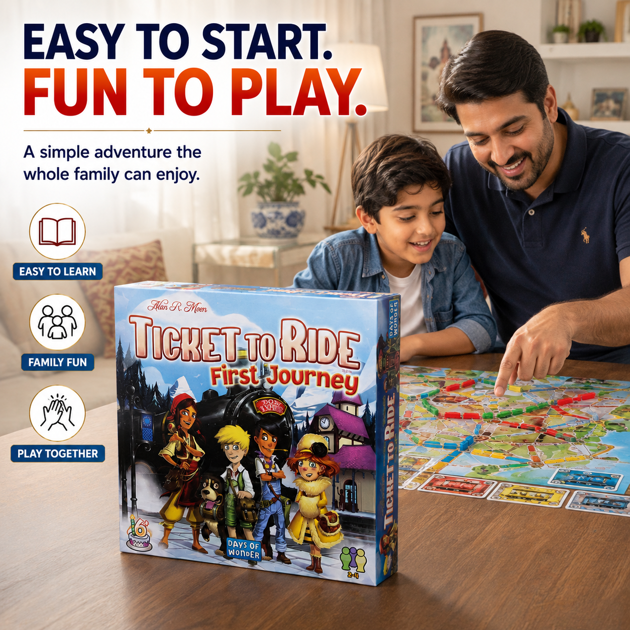 Ticket to Ride: First Journey – Fun Family Board Game for Kids