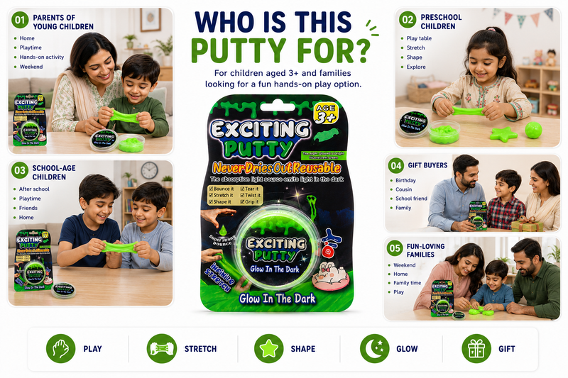 Glow in the Dark Putty for Kids – Stretch, Twist, Shape & Bounce Fun Toy | Reusable Sensory Play
