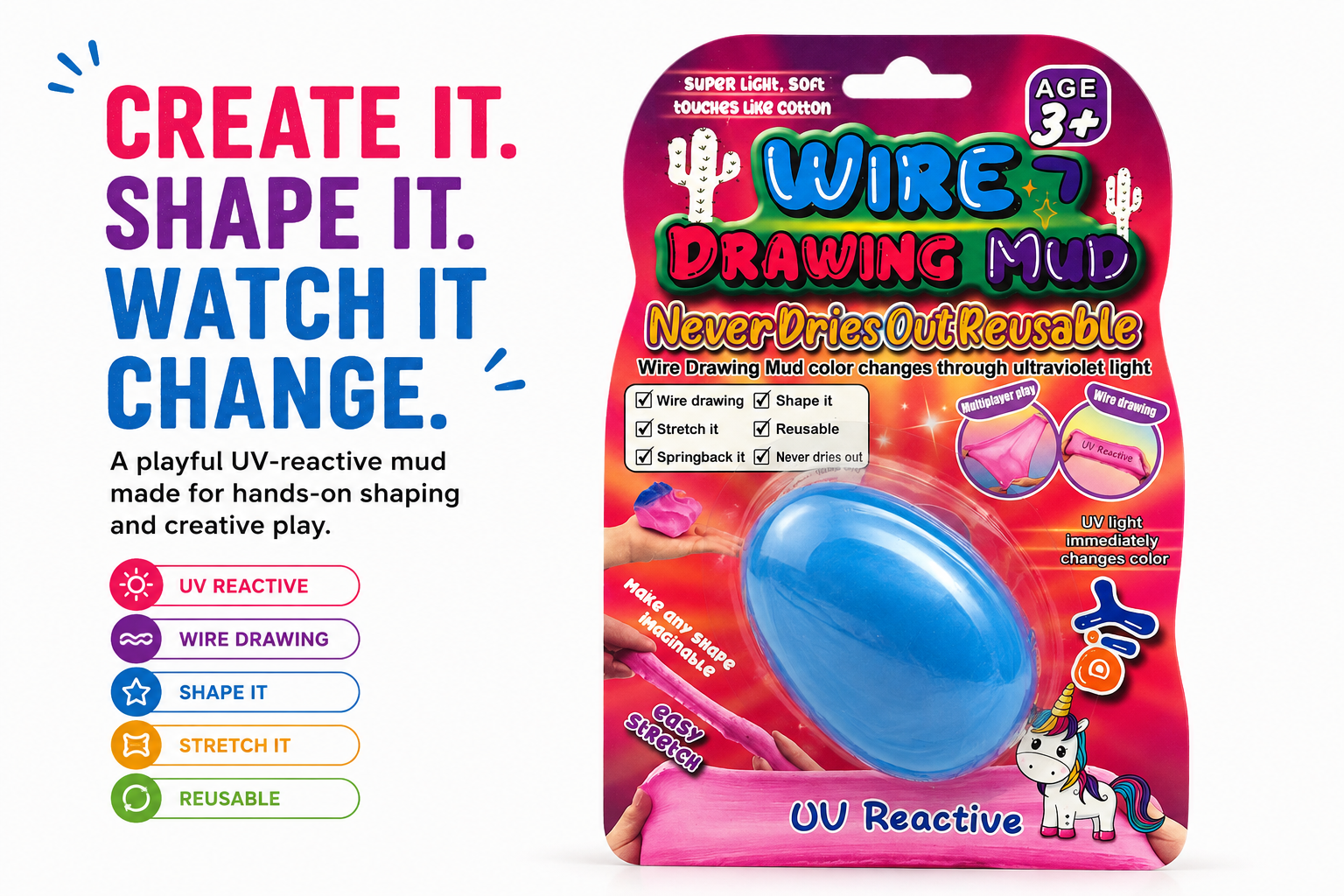 Wire Drawing Mud for Kids – Stretch, Shape, Draw & Create | Reusable Sensory Play Toy