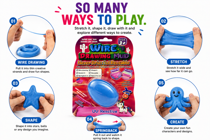 Wire Drawing Mud for Kids – Stretch, Shape, Draw & Create | Reusable Sensory Play Toy