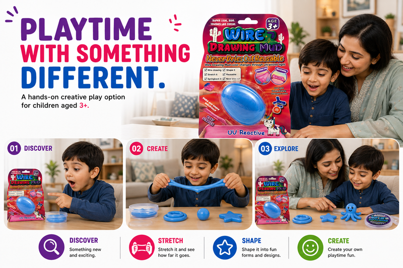 Wire Drawing Mud for Kids – Stretch, Shape, Draw & Create | Reusable Sensory Play Toy