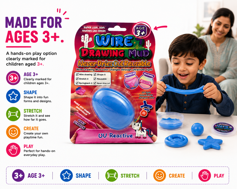 Wire Drawing Mud for Kids – Stretch, Shape, Draw & Create | Reusable Sensory Play Toy