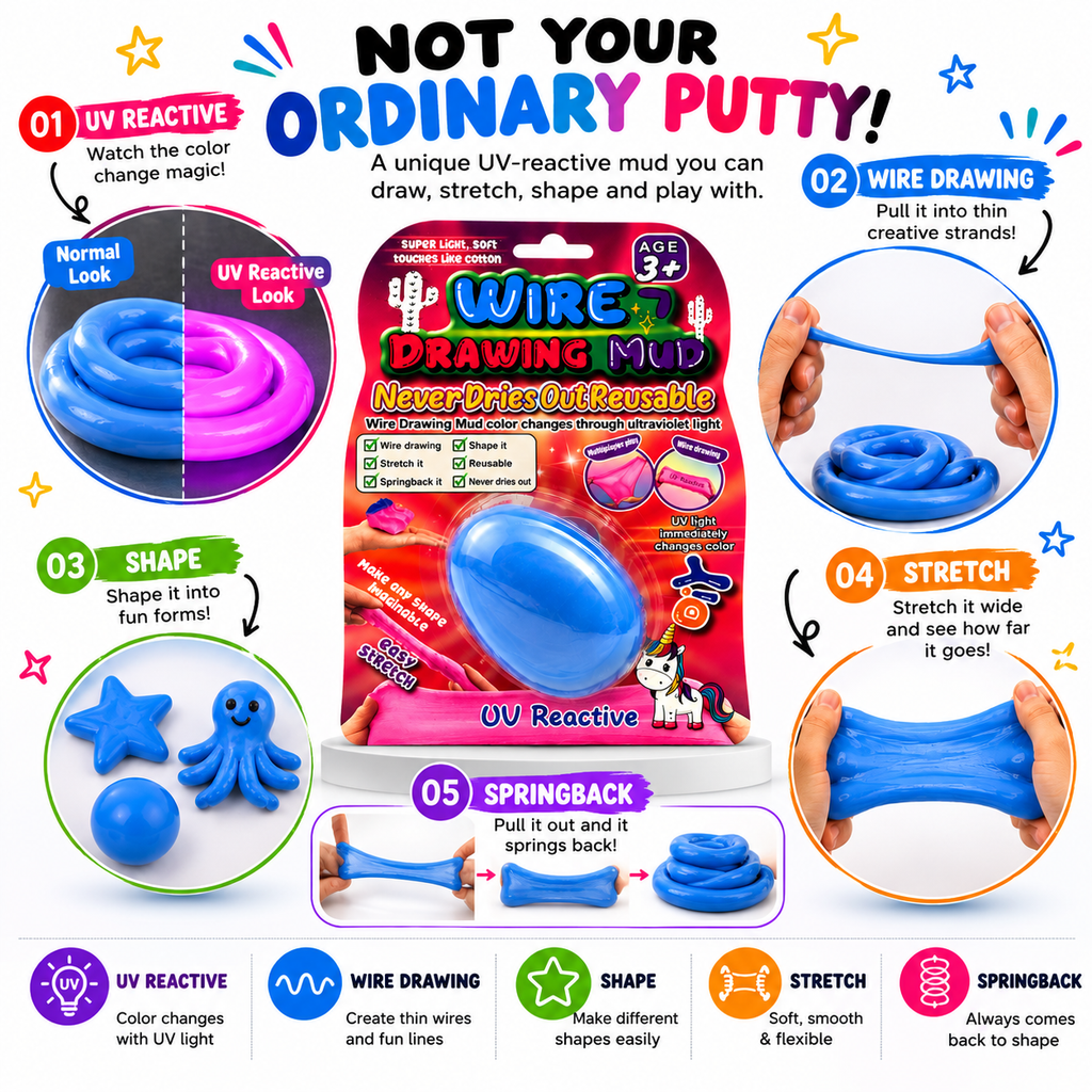 Wire Drawing Mud for Kids – Stretch, Shape, Draw & Create | Reusable Sensory Play Toy