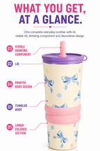 Cute Bow Design Tumbler – Stylish Everyday Drinking Cup | Drink On the Go