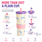 Cute Bow Design Tumbler – Stylish Everyday Drinking Cup | Drink On the Go