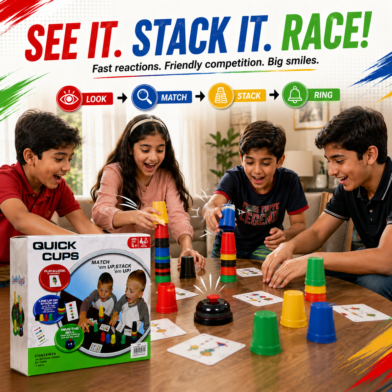 Speed Stacking Cups Game for Kids & Family – Match, Stack & Race