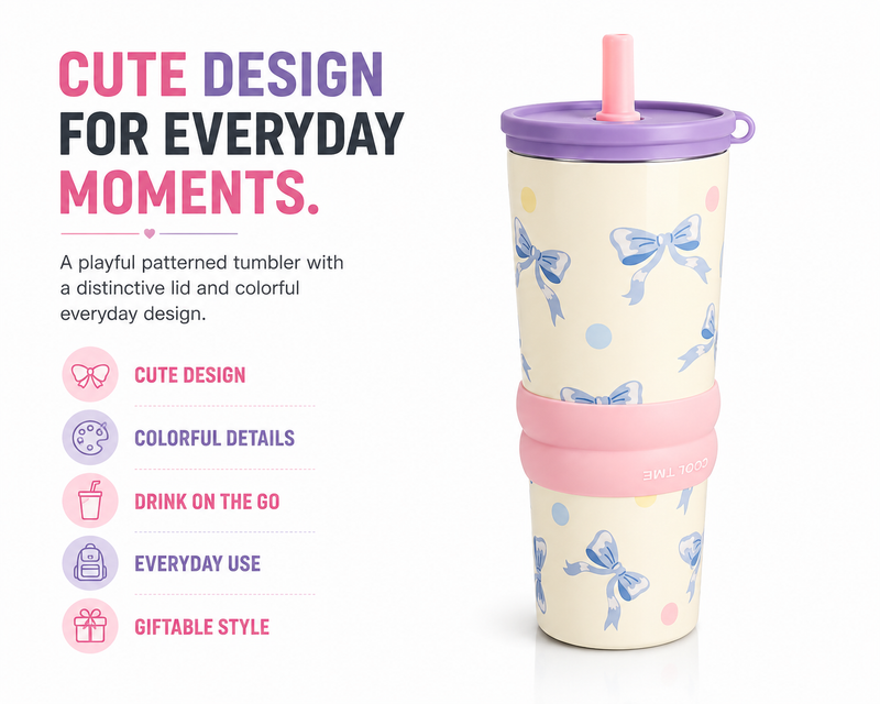 Cute Bow Design Tumbler – Stylish Everyday Drinking Cup | Drink On the Go