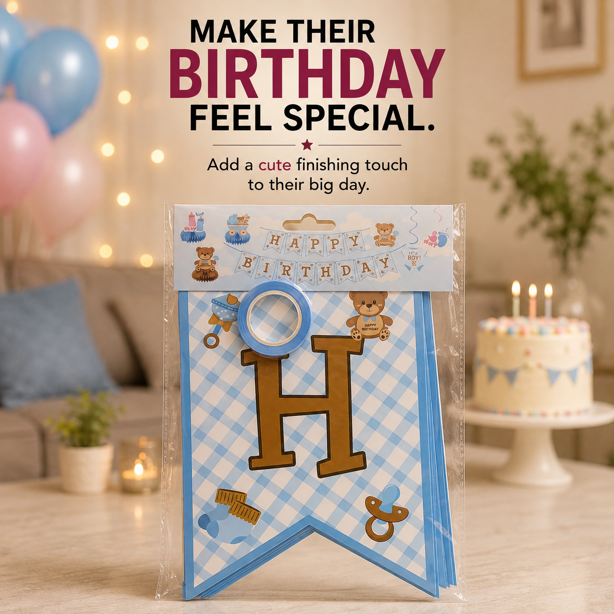 Happy Birthday Banner – Choose Blue or Pink for Their Special Day