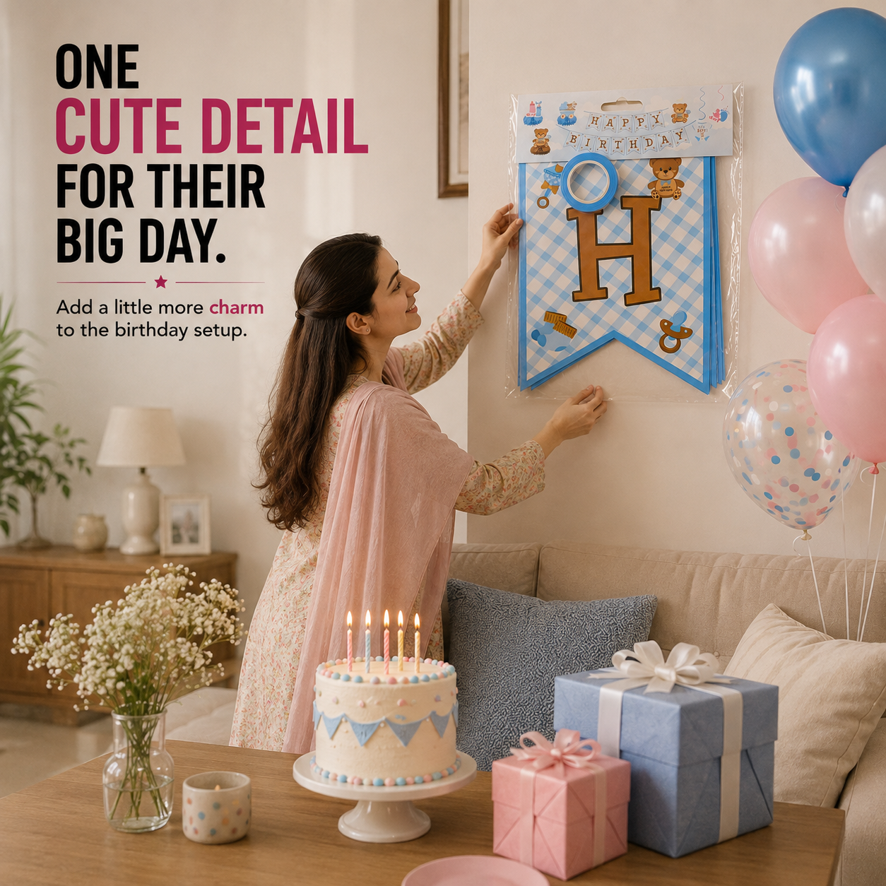 Happy Birthday Banner – Choose Blue or Pink for Their Special Day