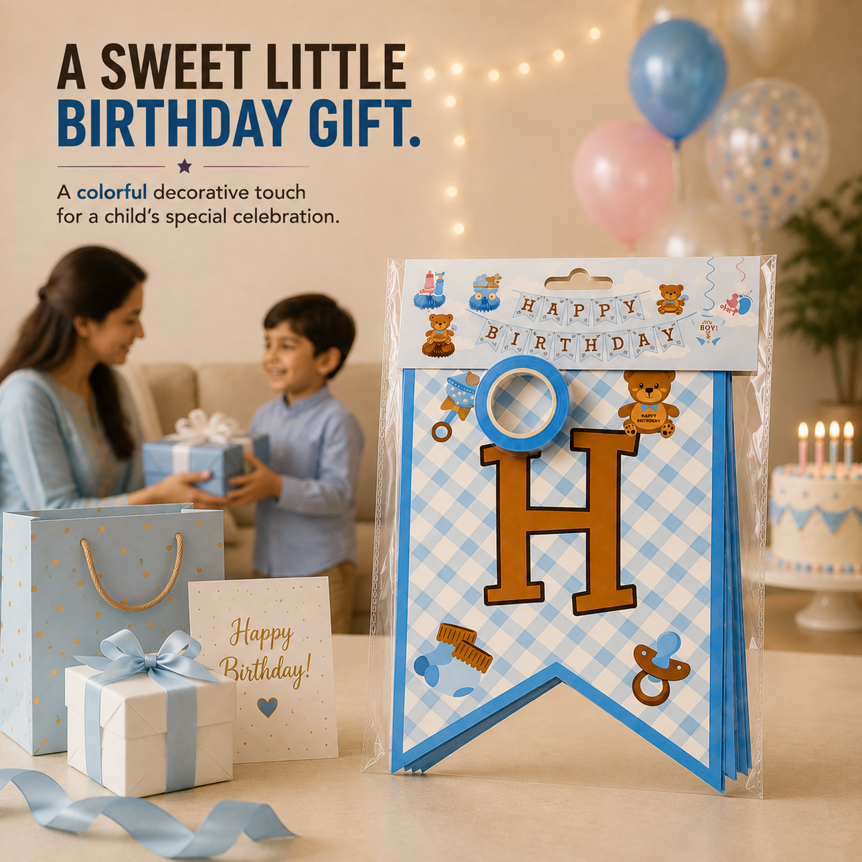Happy Birthday Banner – Choose Blue or Pink for Their Special Day